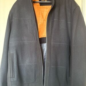 Black Bomber Jacket with Orange Lining